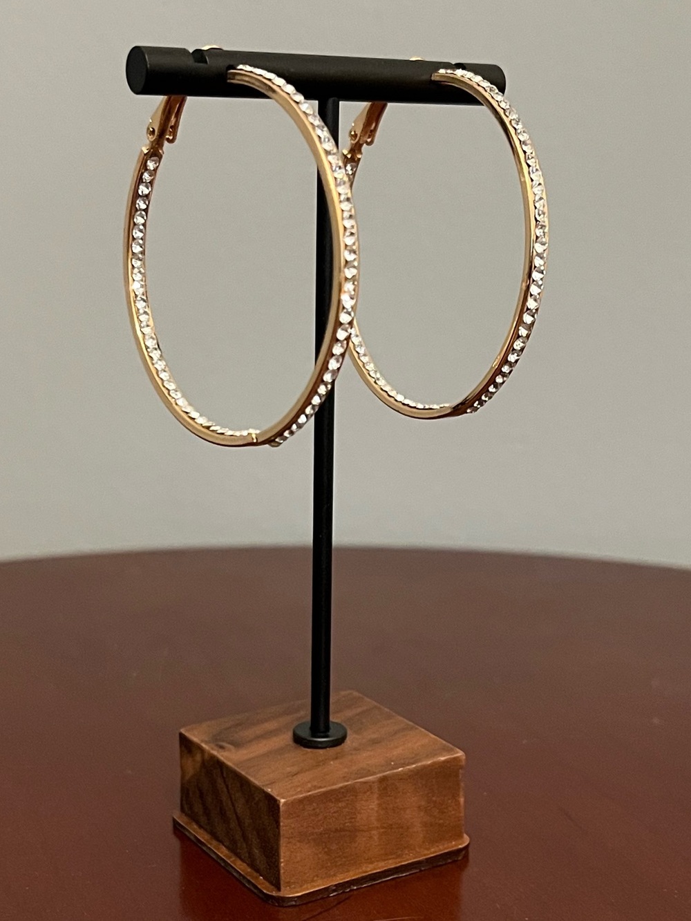 Crystal Inside-Out Gold-Tone Hoop Earrings with European Crystals
